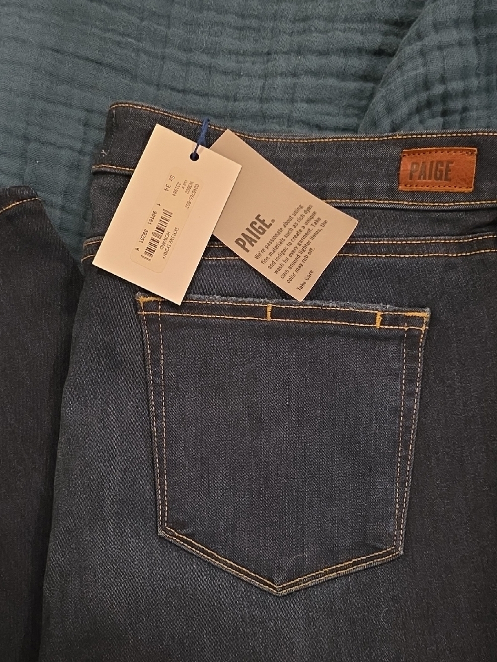 PAIGE Skyline Skinny Jeans with Contrast Stitching